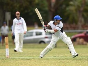 Brad Hodge does his best Victor Trumper impersonation during his innings of 202 on Saturday.