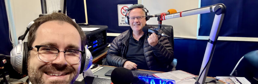Nick Staikos MP in the studio at Southern FM